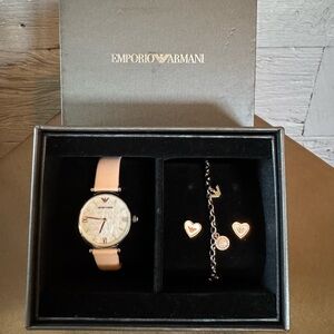 New in the box Emporio Armani watch and jewelry gift set.